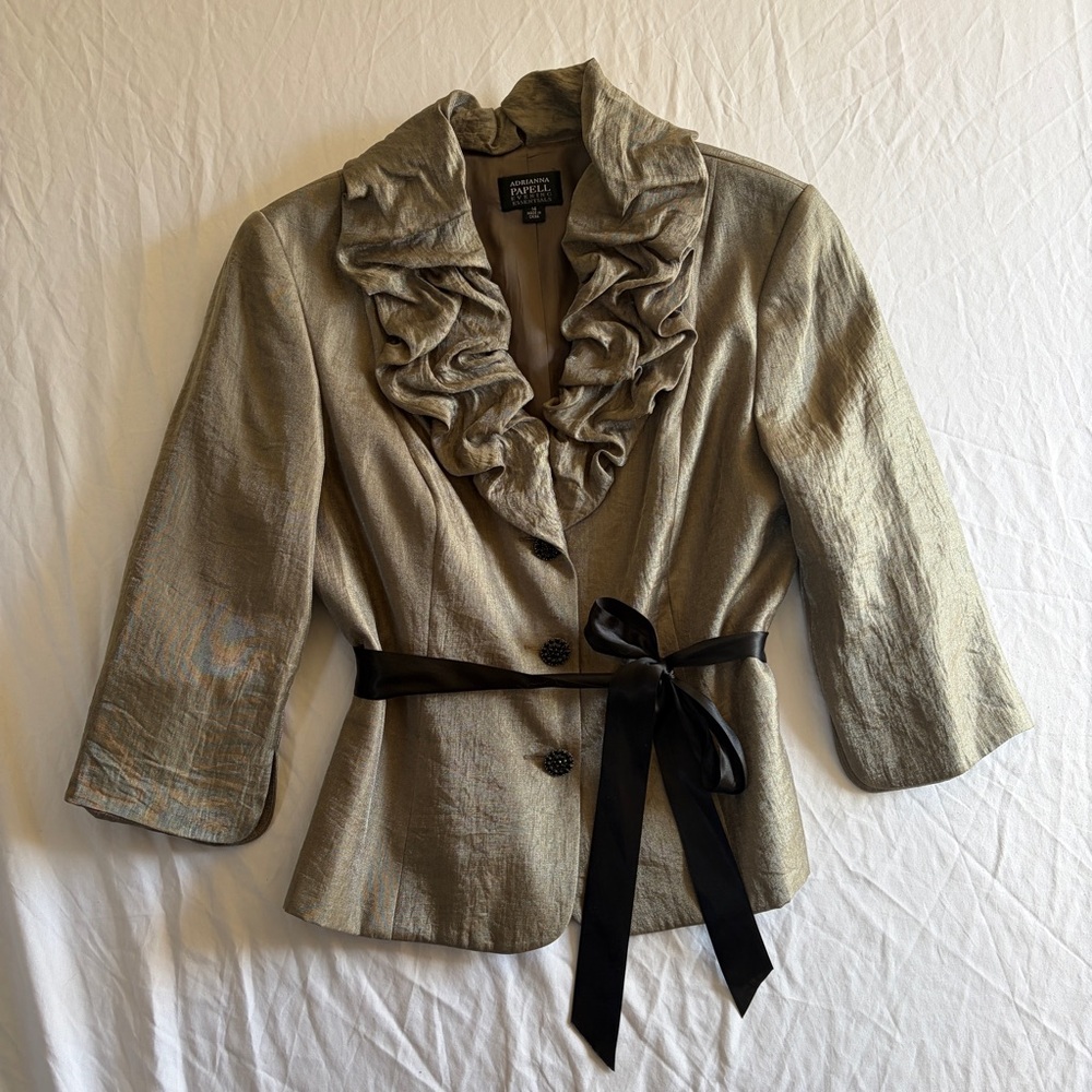 Formal Elegance Women's Jacket with Ruffle Collar
